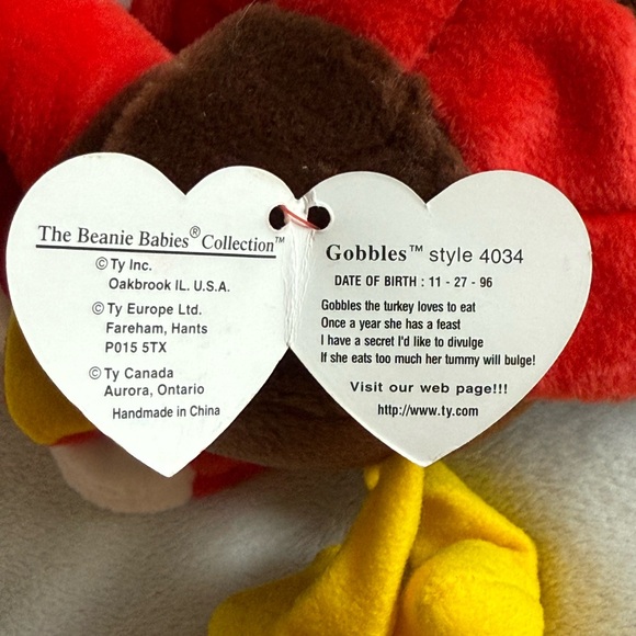 Gobbles the Turkey TY Beanie Baby - Picture 7 of 7